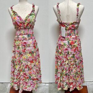 Mac Duggal Spring/Summer Floral Pink Midi Dress Size 2 #8081